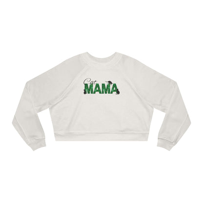 Christmas Cat Mama Women's Cropped Fleece Pullover