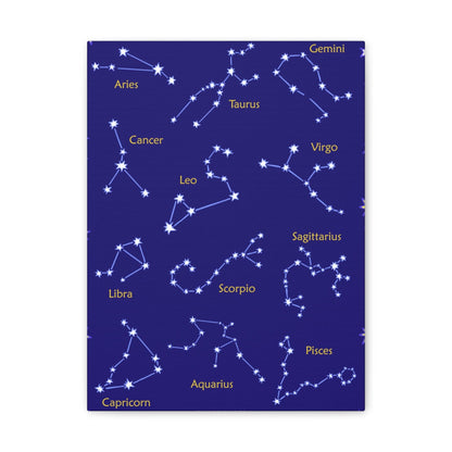 Astrology Canvas Wall Art - Zodiac Constellations Print for Star Sign Lovers