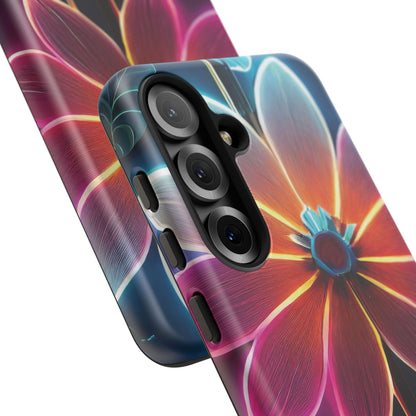 Vibrant Neon Flowers Tough Phone Case