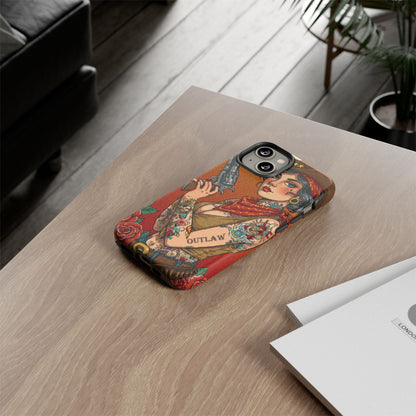 Vintage Western Tough Phone Case with Outlaw Design