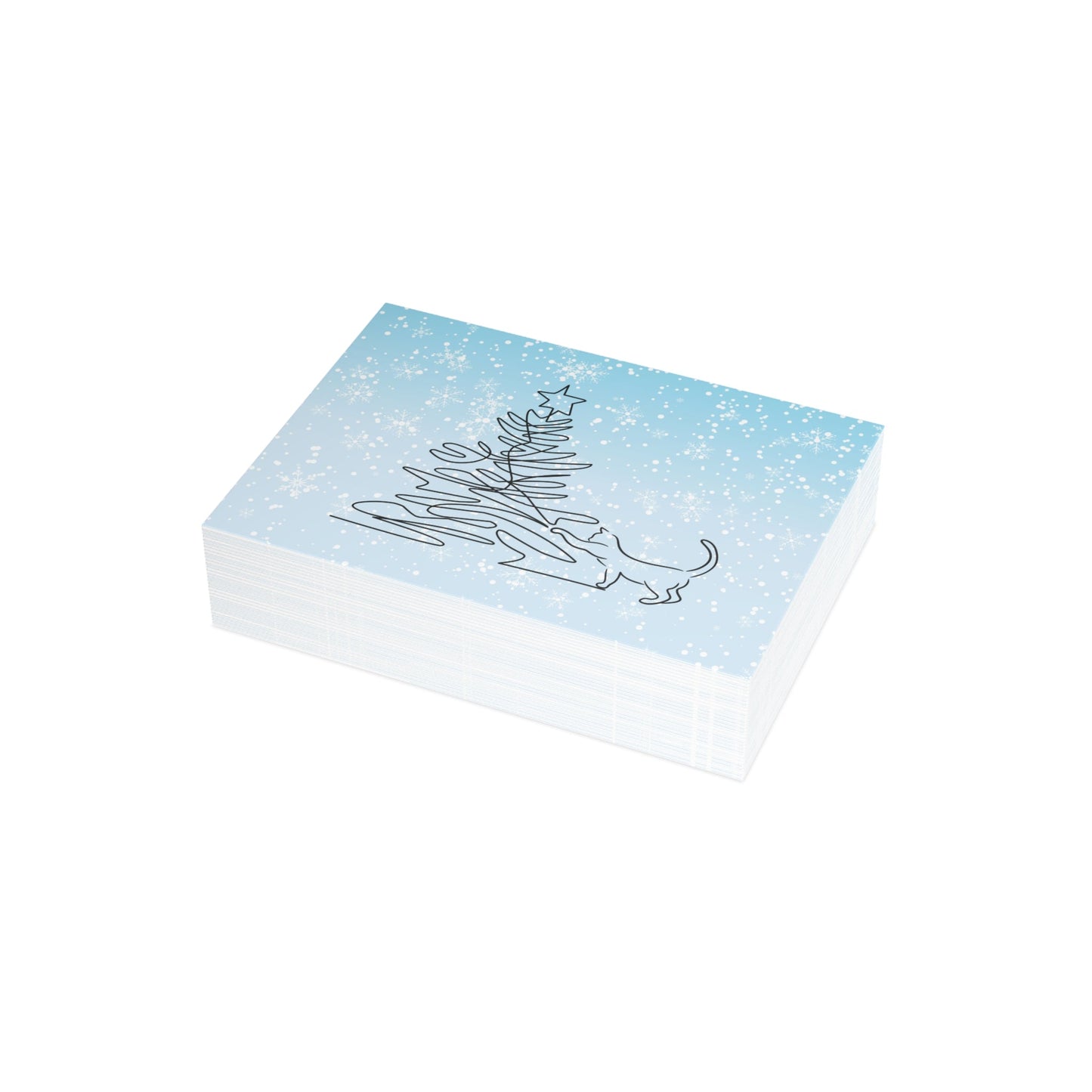 Kitty & Christmas Tree Postcard Bundles (envelopes included)