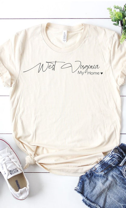 West Virginia my home graphic tee PLUS - Aaria Tees