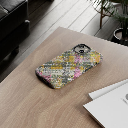 Purple Plaid Floral Artistic Tough Phone Case