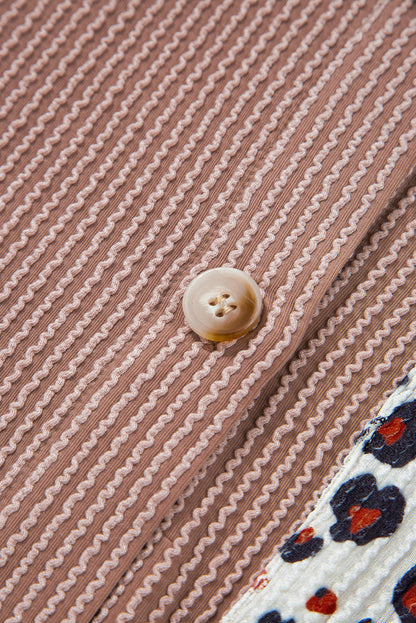 Western Leopard Corded Knit Patchwork Shacket