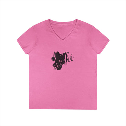 Cute Cat V-Neck T-Shirt - Casual Tee for Cat Lovers