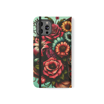 Sugar Skull Flip Wallet Phone Case