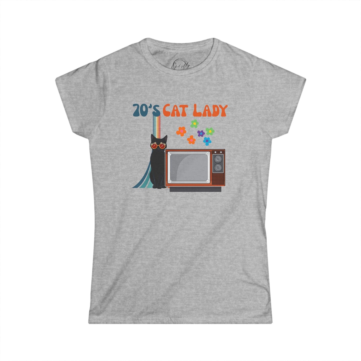 70's Cat Lady Graphic Tee - Fun Retro Style for Cat Lovers