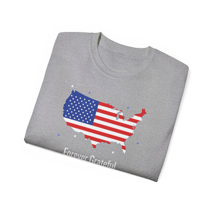 Forever Grateful Veterans Tee - Cotton Shirt for Memorial Day USA Flag Gift for Heroes