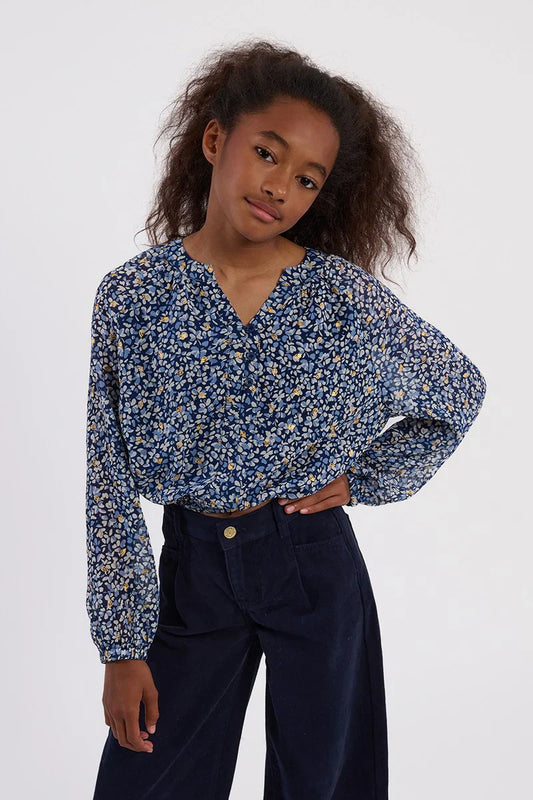 Blue Nora Floral Voile Blouse