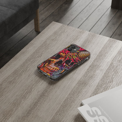 Neon Ice Cream Skull Clear Phone Case