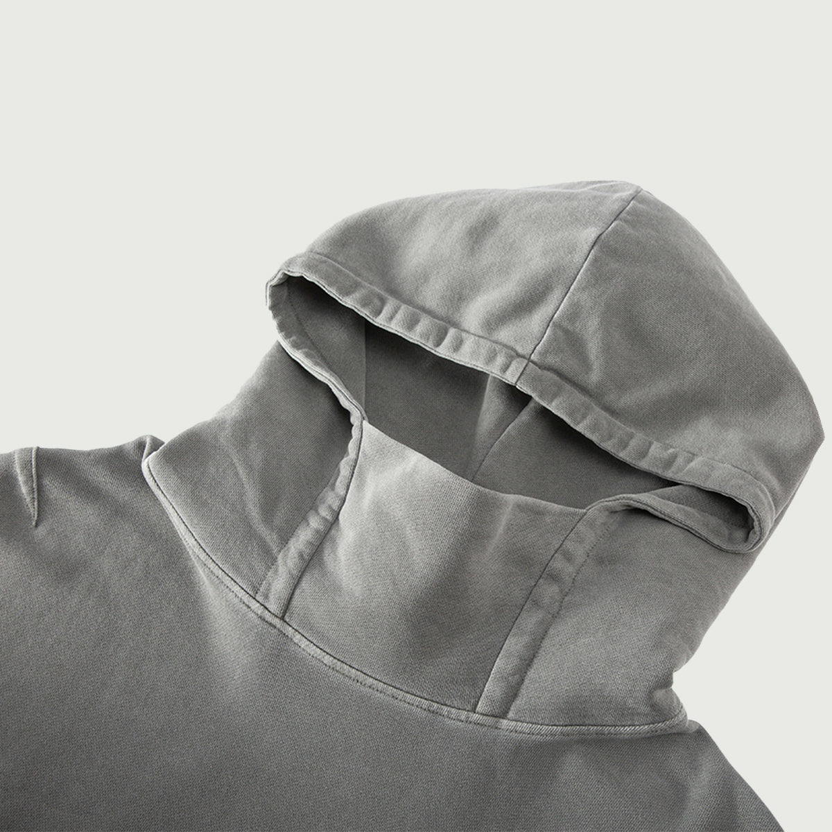 Men's Hoodie with Washed Slit Hem Turtleneck Design