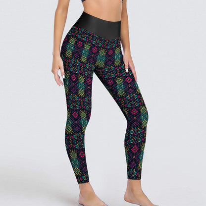Munsieur Design Custom Printed Honeycomb Textured Yoga Leggings for Women