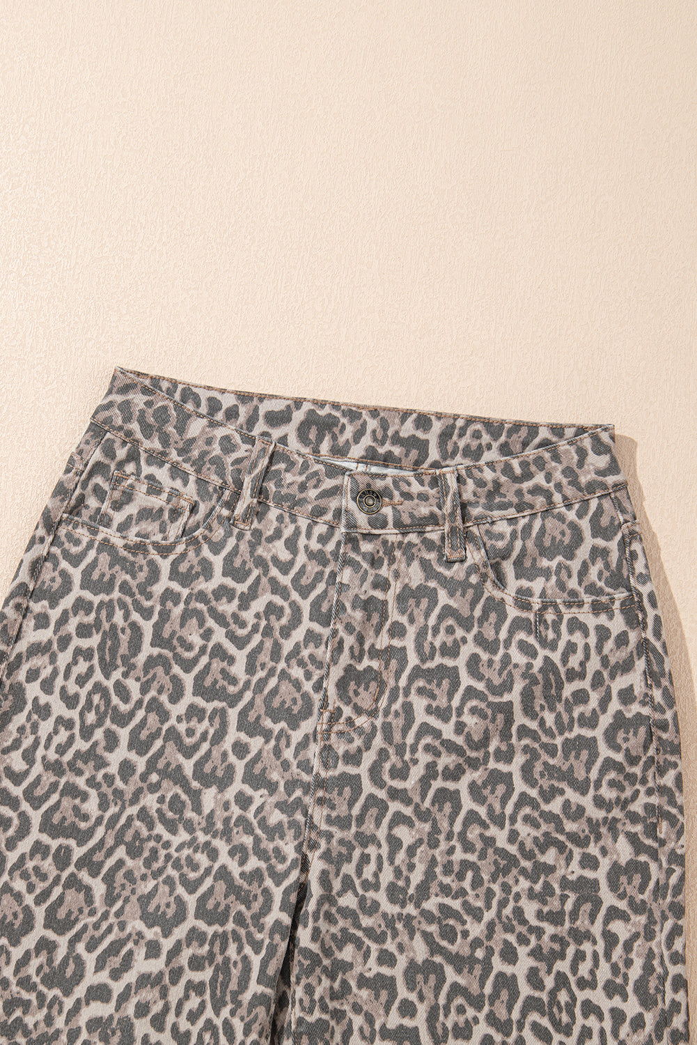 Leopard Frayed Edge Wide Leg Jeans