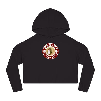 Christmas Cat Lady Club Women’s Cropped Hooded Sweatshirt