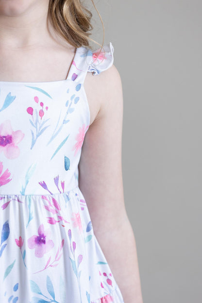Pastel Wildflowers Ruffle Maxi Dress