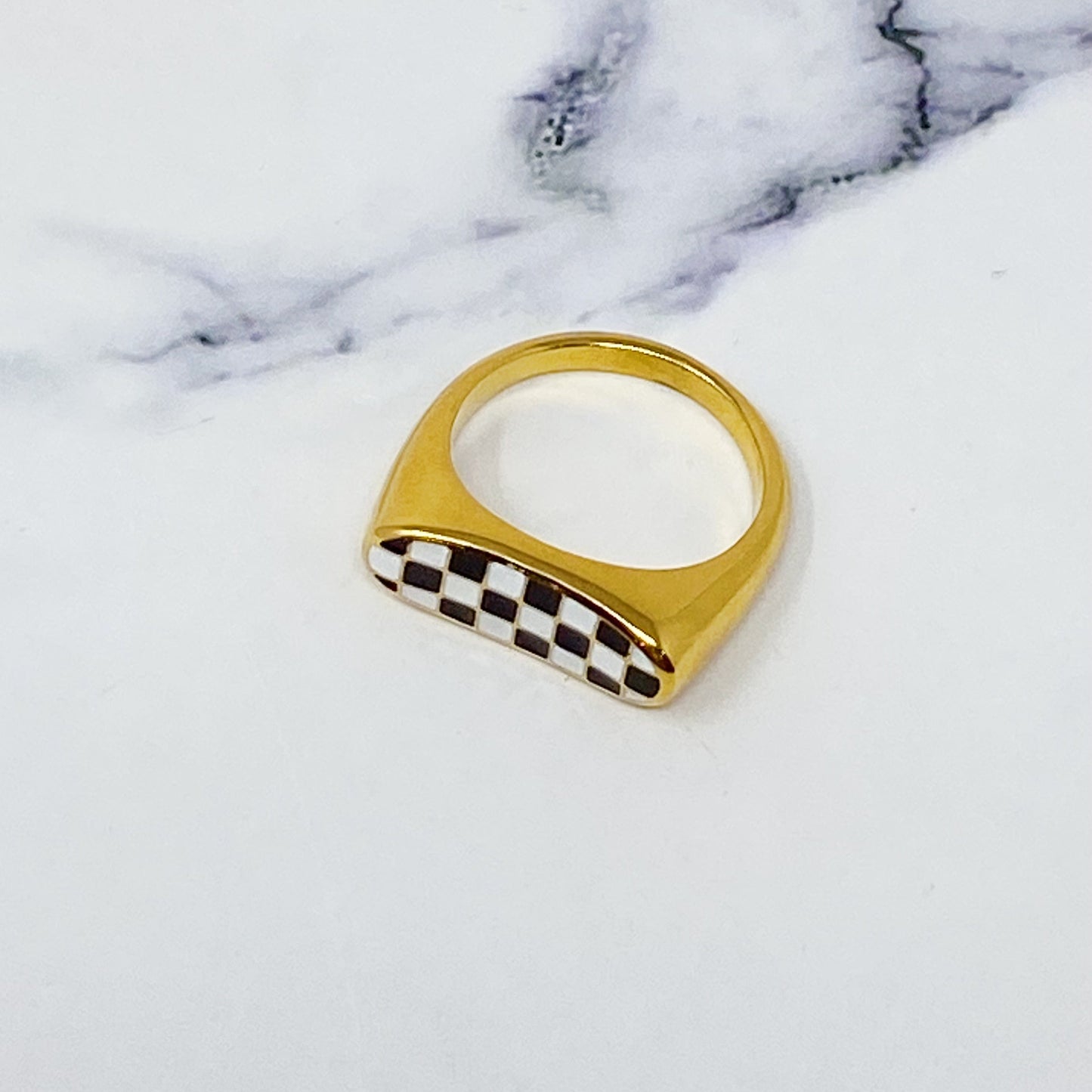Checkered Oblong Ring - Aaria Tees