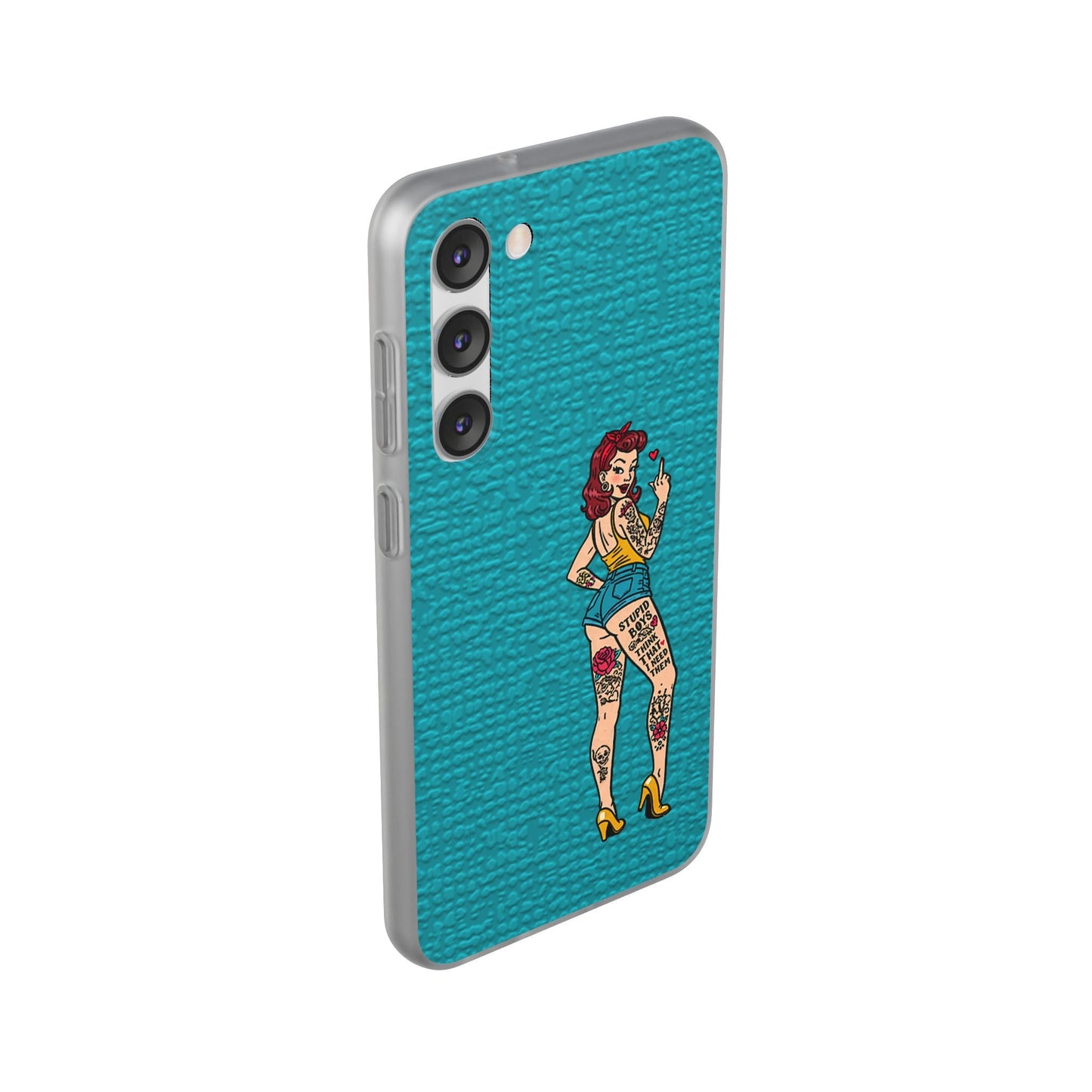 Sassy Pin-Up Stupid Boys Teal Flexi Phone Case