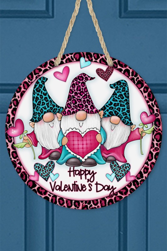 Valentines Day Gnomes Colored Leopard Door Hanger Cali Boutique