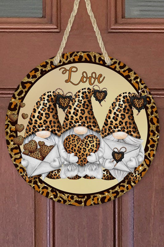 Valentines Day Leopard Love Gnomes Door Hanger Cali Boutique