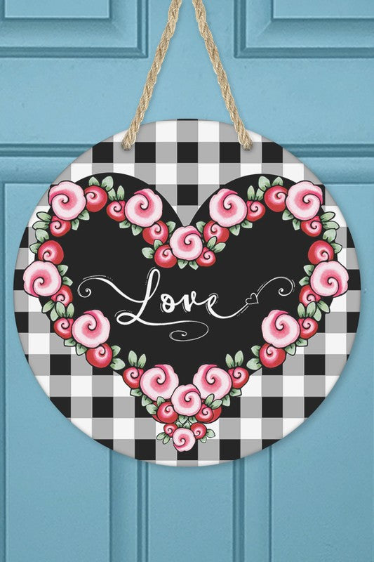 Valentines Day Love Floral Heart Door Hanger