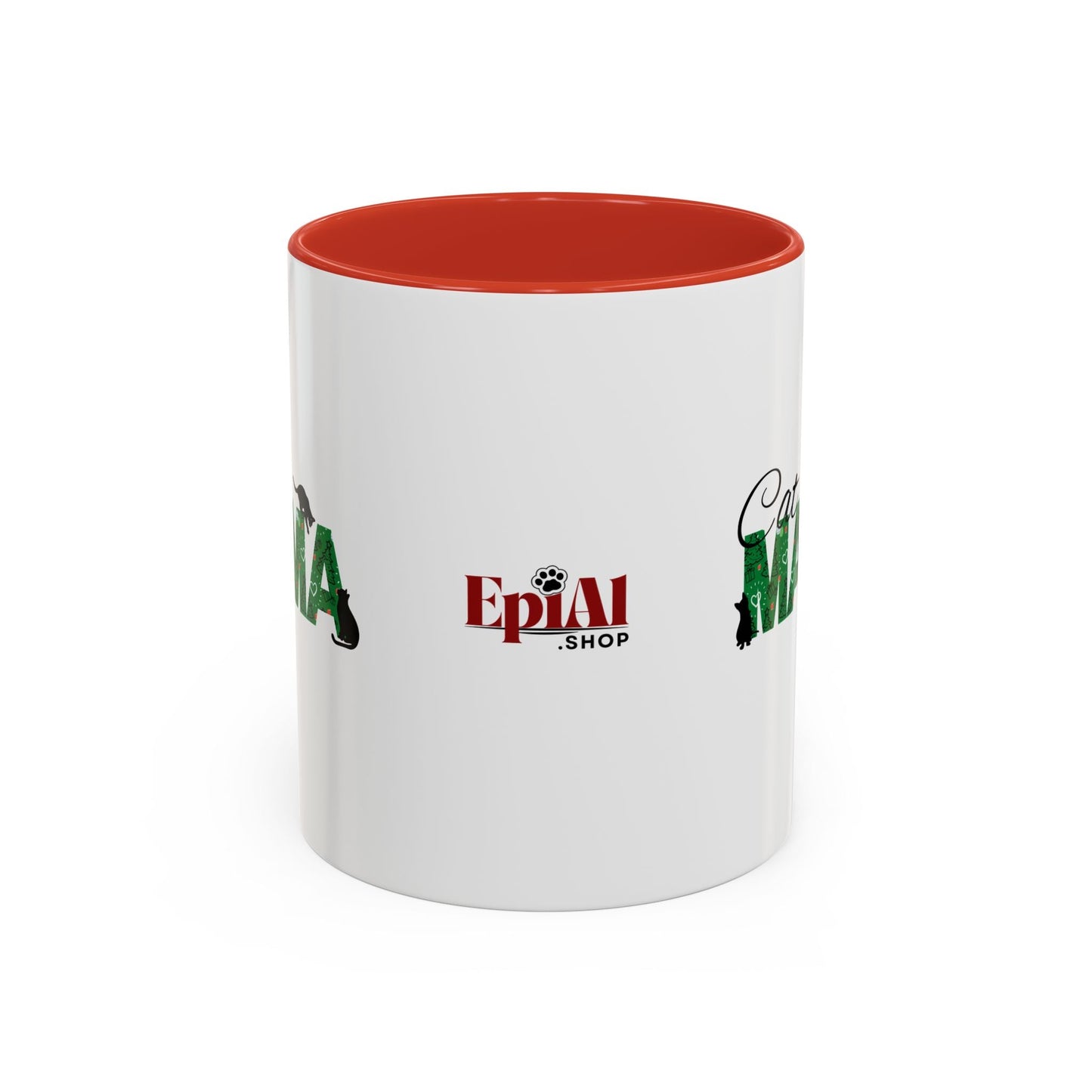 Christmas Cat Mama Accent Coffee Mug (11, 15oz)