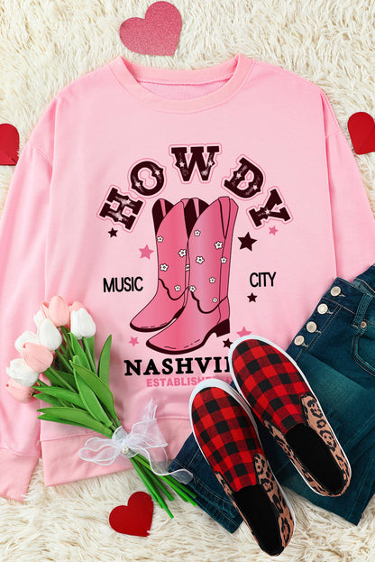 Cowboy Boots Graphic Dropped Shoulder Sweatshirt Trendsi