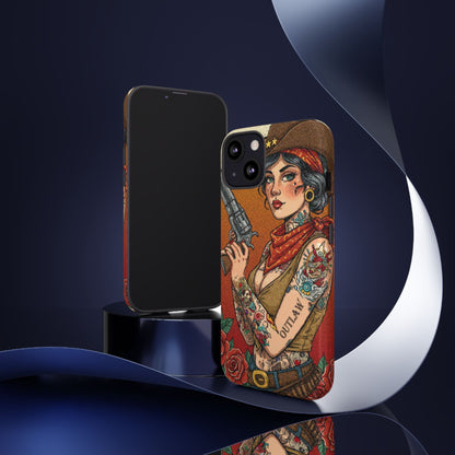 Vintage Western Tough Phone Case with Outlaw Design
