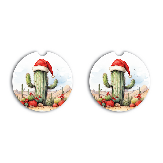 Southwest Christmas Cactus Car Coaster