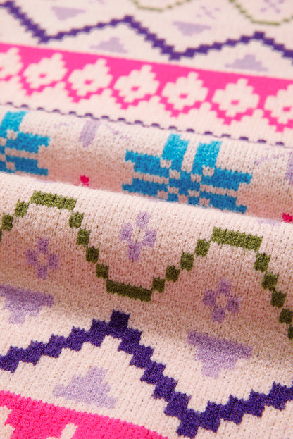 Geometric Feather Cuff Christmas Sweater