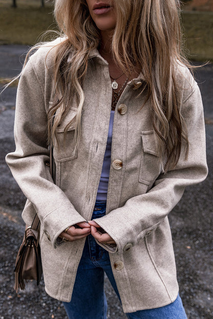 Sadie Flap Pockets Buttoned Shacket - Aaria Tees