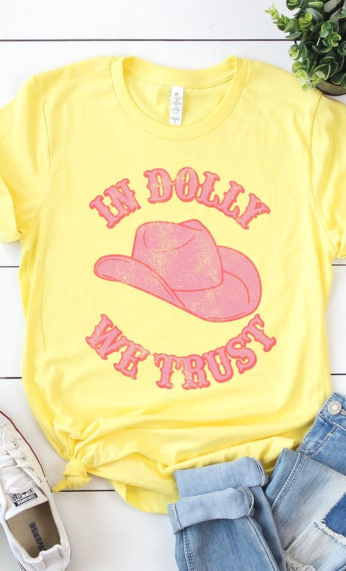 Retro In Dolly We Trust Hat Graphic Tee PLUS - Aaria Tees