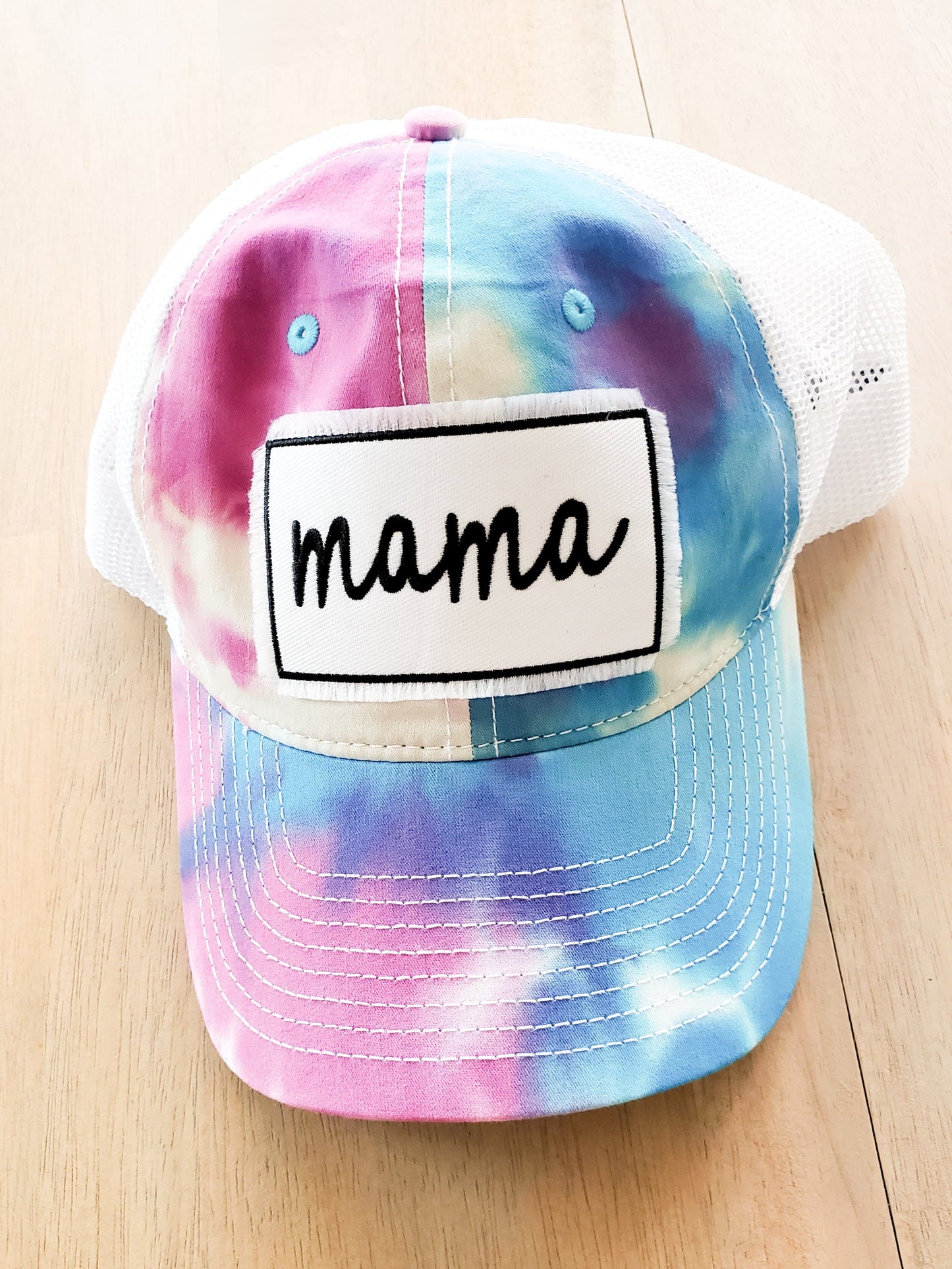 Pastel Tie Dye Mama Trucker Hat