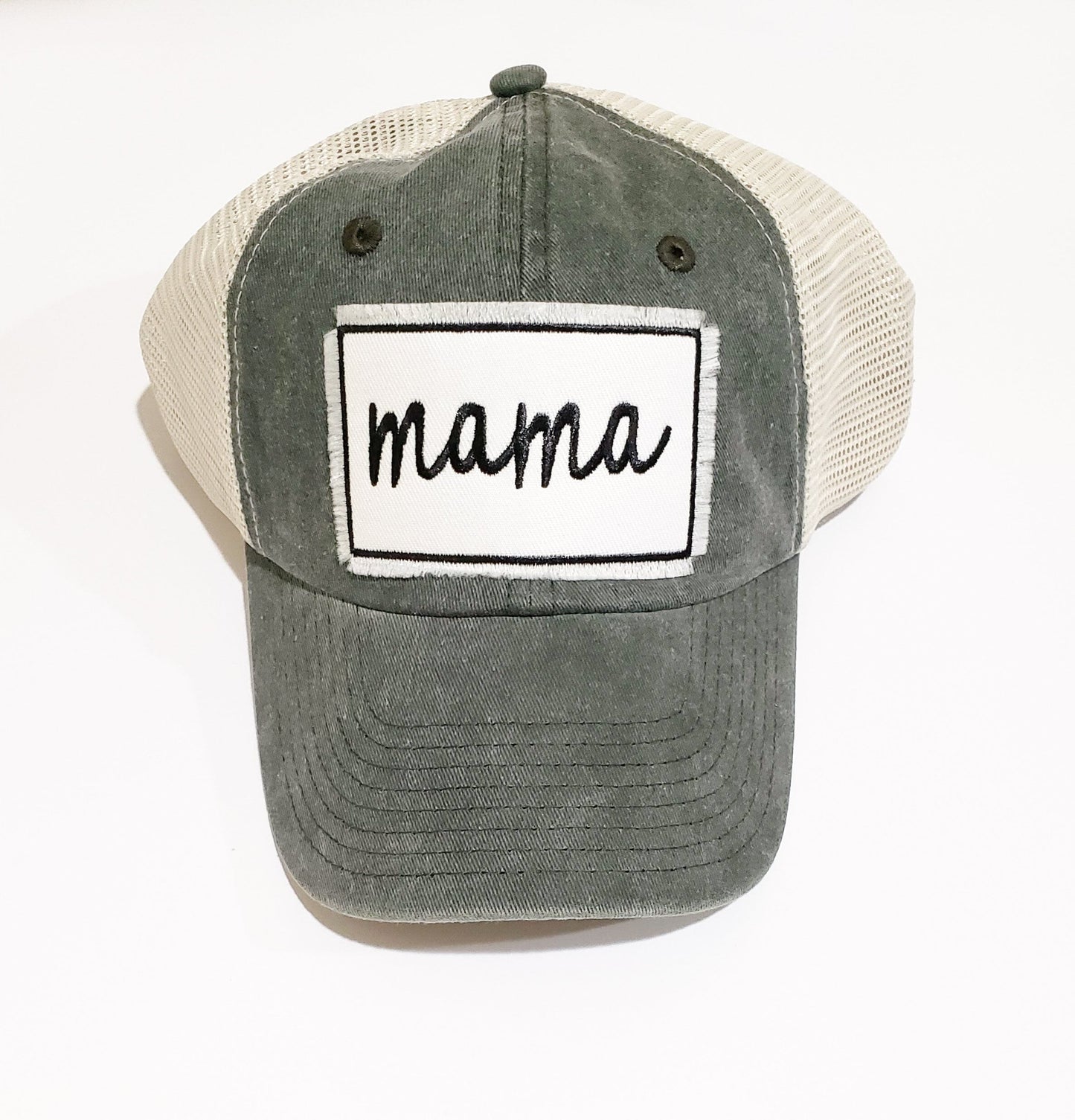 Forest Green Mama Patch Vintage Trucker Hat