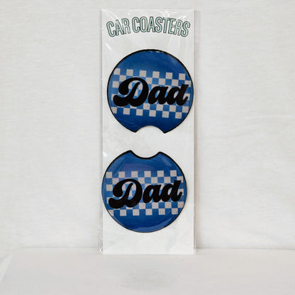 Checkered Dad Car Coasters