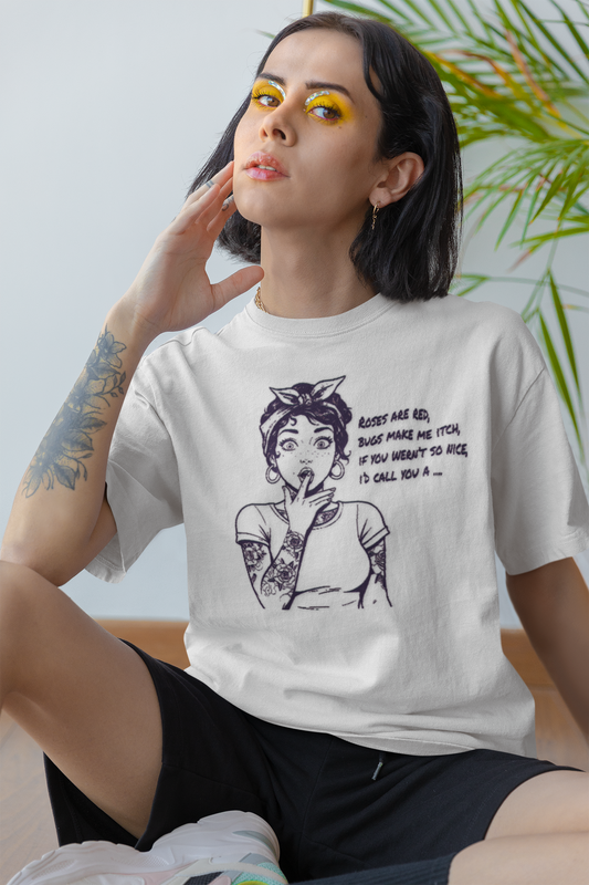 Vintage Pin Up Roses Are Red Graphic Tee