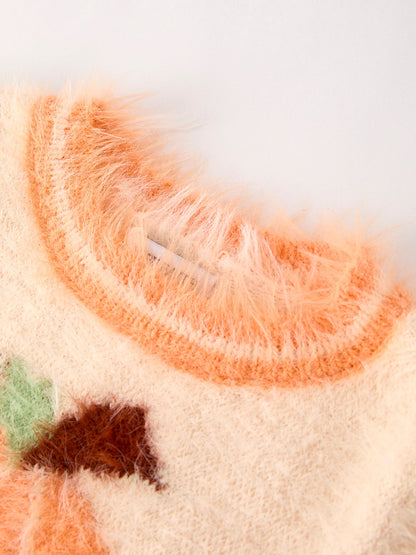 Halloween Orange Girls Pullover Sweater