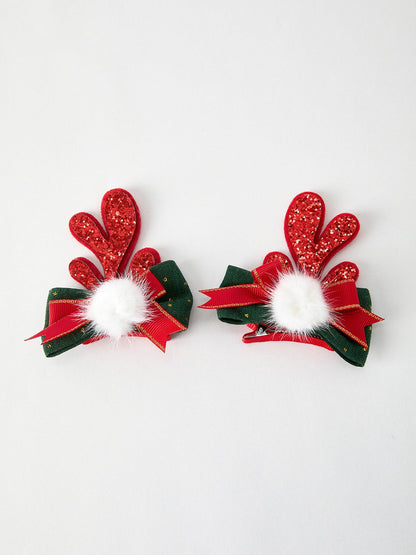 Christmas Elk Pom Pom Girls Hair Clip