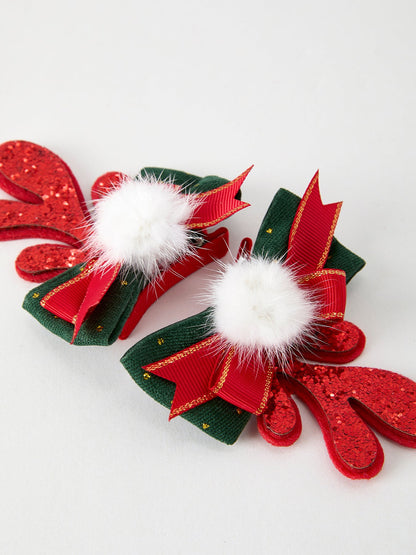 Christmas Elk Pom Pom Girls Hair Clip