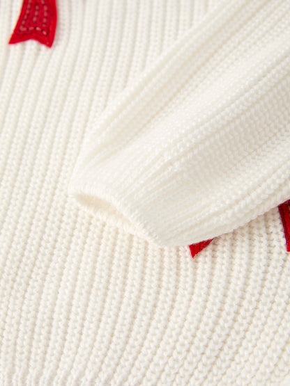 Winter Christmas Girls Bow Sequins Pullover Sweater