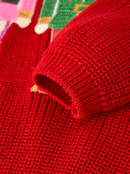 Winter Christmas Girls Nutcracker Sequins Pullover Sweater
