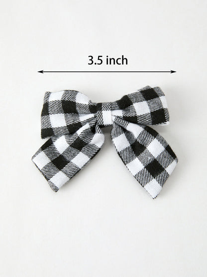 Winter Christmas Plaid Bow Hair Clip