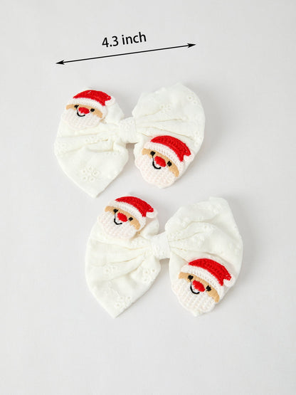 Winter Christmas Santa Hair Clips 2 Pack