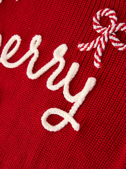 Pre-order Mom and Me Winter Christmas Red "merry" Pullover Sweater