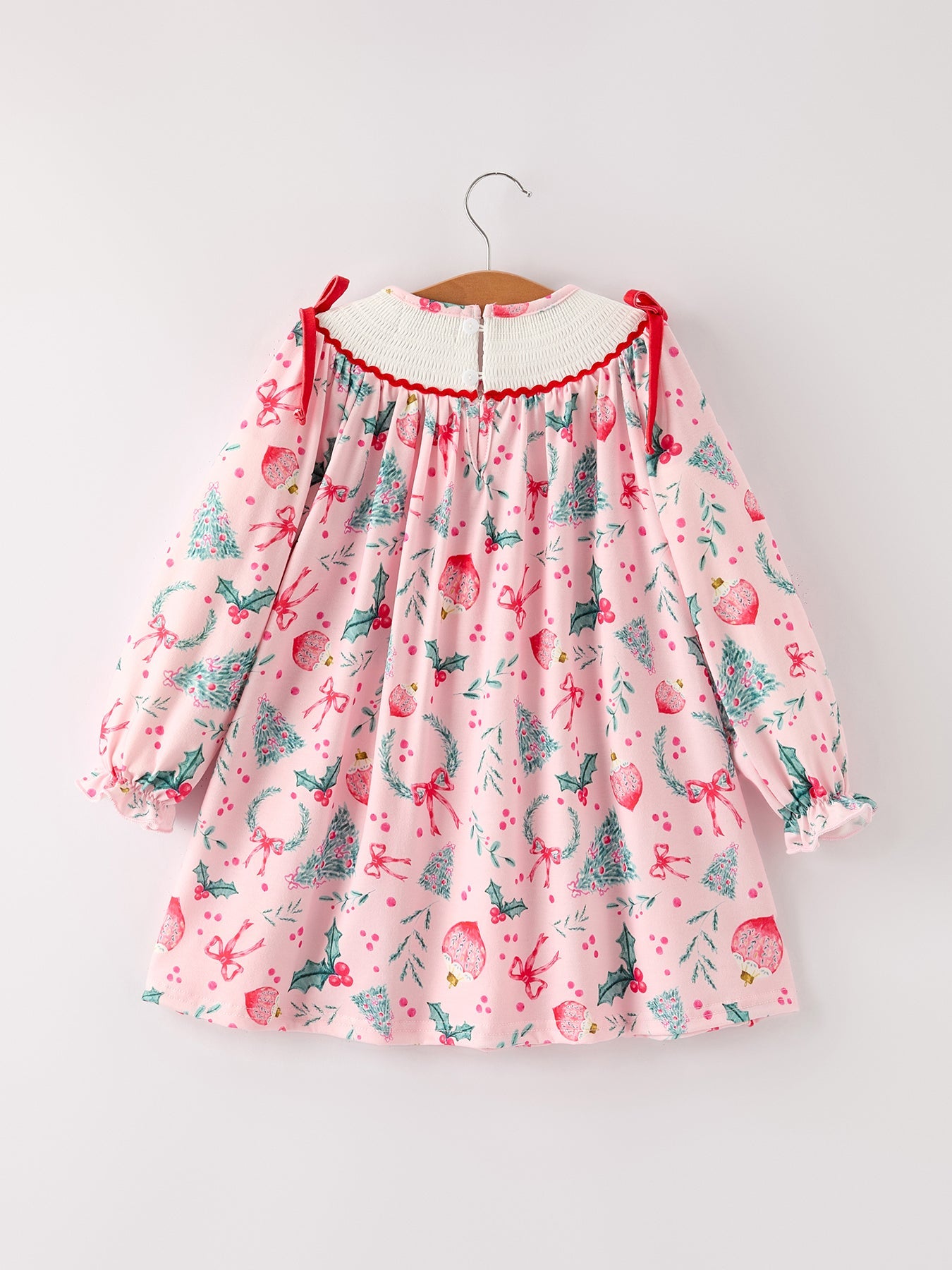 Winter Christmas Smocking Embroidery Colorful Girls Dress