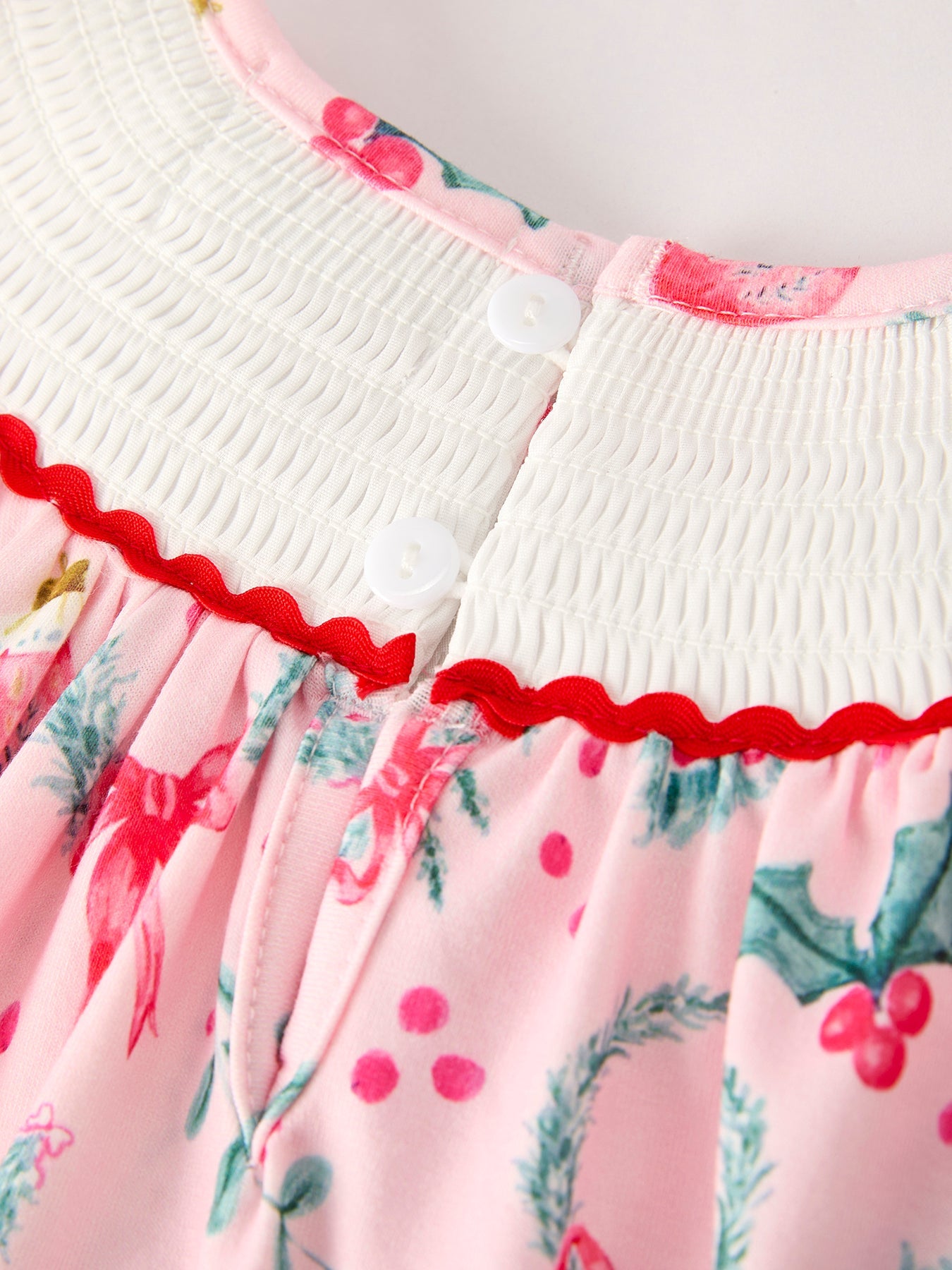 Winter Christmas Smocking Embroidery Colorful Girls Dress