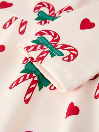Candy Cane & Heart Christmas Girls Dress