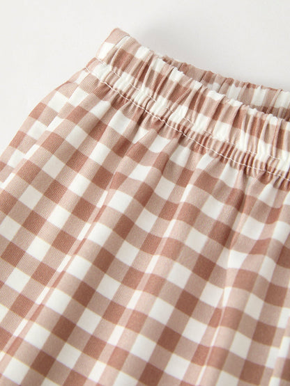 Christmas Vintage-Style Embroidered Gingerbread Plaid Boys Set