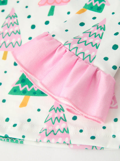 Christmas Tree Ruffles Girls Pajamas