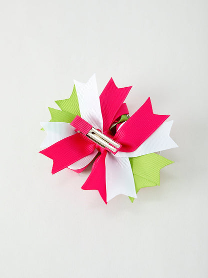 Fashion Christmas Character Red Green Bow 4.7 inch Hairpin