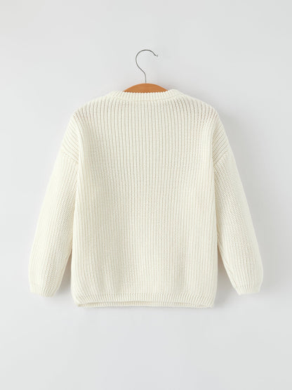 Winter Christmas Girls Character Sequins Pullover Sweater